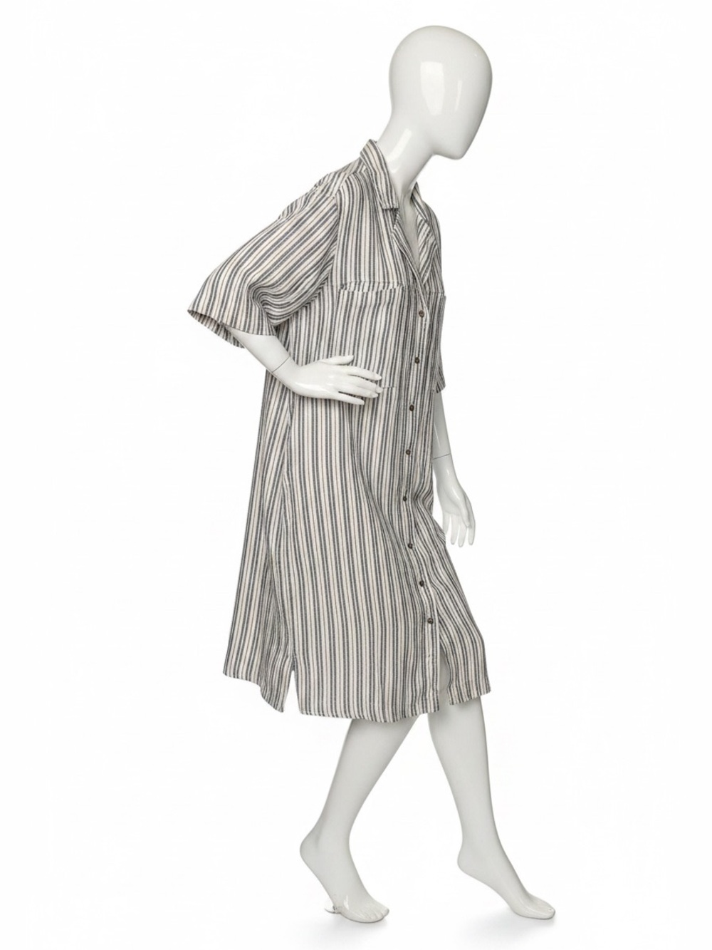 Universal Thread Striped Shirt Midi Dress in Cream and Tan - Picture 9 of 9